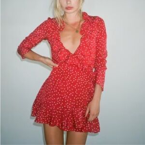 🇫🇷❤️ REALISATION PAR Genuine Silk Dress in Rouge 💄